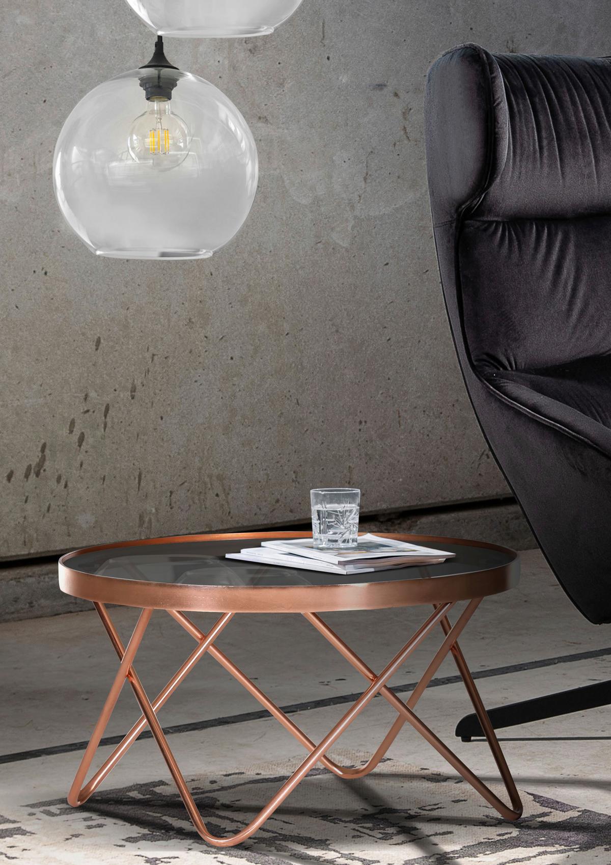 STOLIK KAWOWY MODA - kolor miedziany, Konventionell, metal/szkło (70/40/40cm) - Livetastic