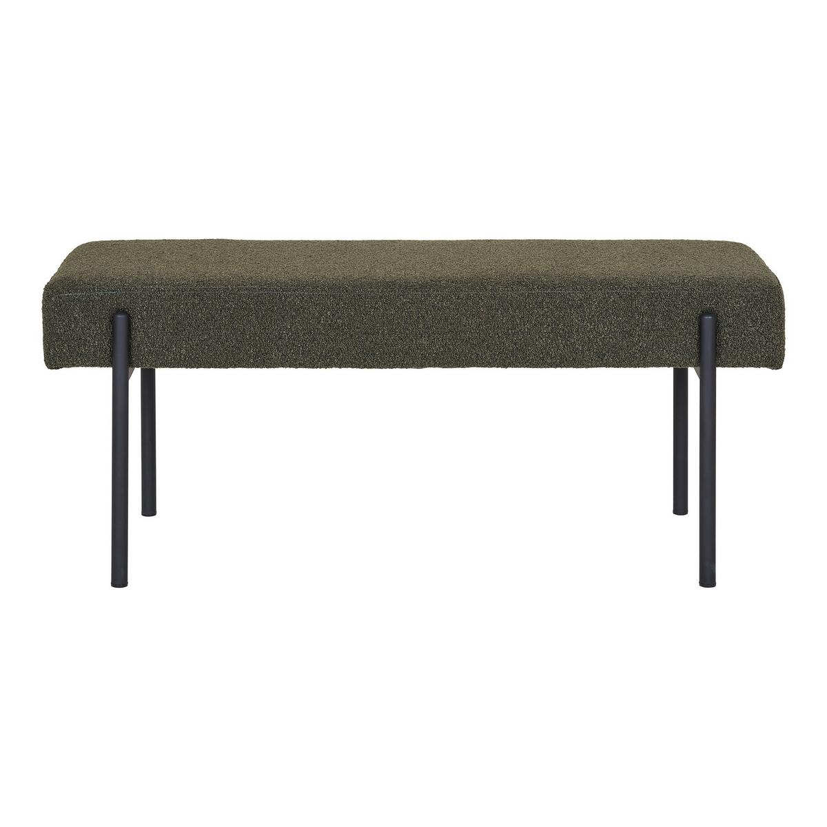 Garderobenbank Swindon Dunkelgrün Bouclé - Dunkelgrün/Schwarz, Design, Textil/Metall (100/42,5/36cm) - MID.YOU