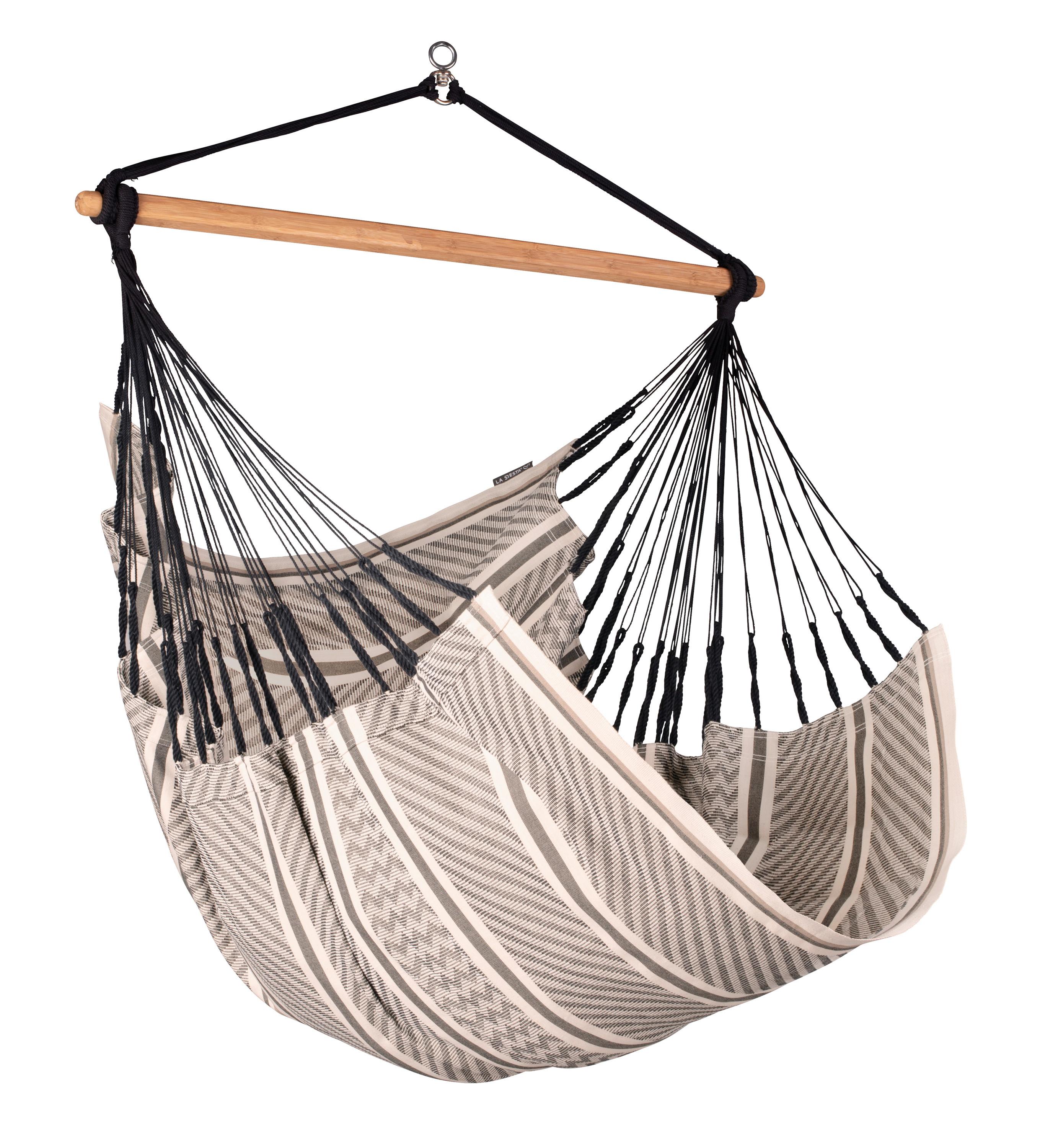 Hängesessel Comfort Hammock Chair Grau/Weiß - Weiß/Grau, KONVENTIONELL, Holz/Textil (110/160/180cm) - La Siesta