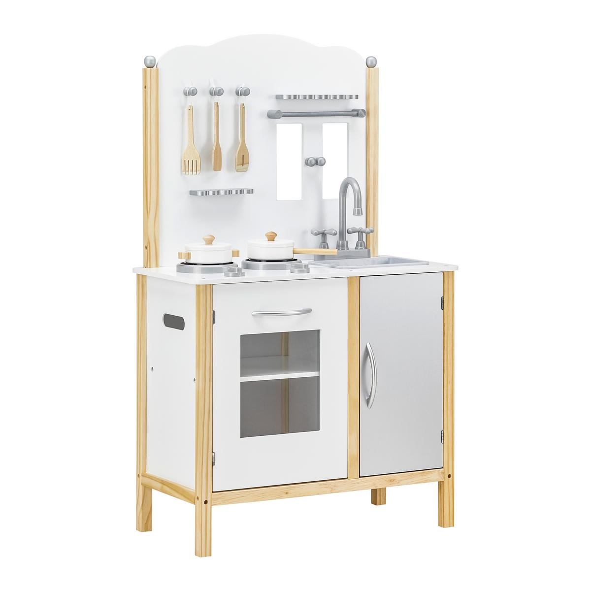 Kinderküche Molly Grau/Weiß Echtholz/MDF - Weiß/Grau, MODERN, Holz (60/100/30cm) - Bessagi Kids