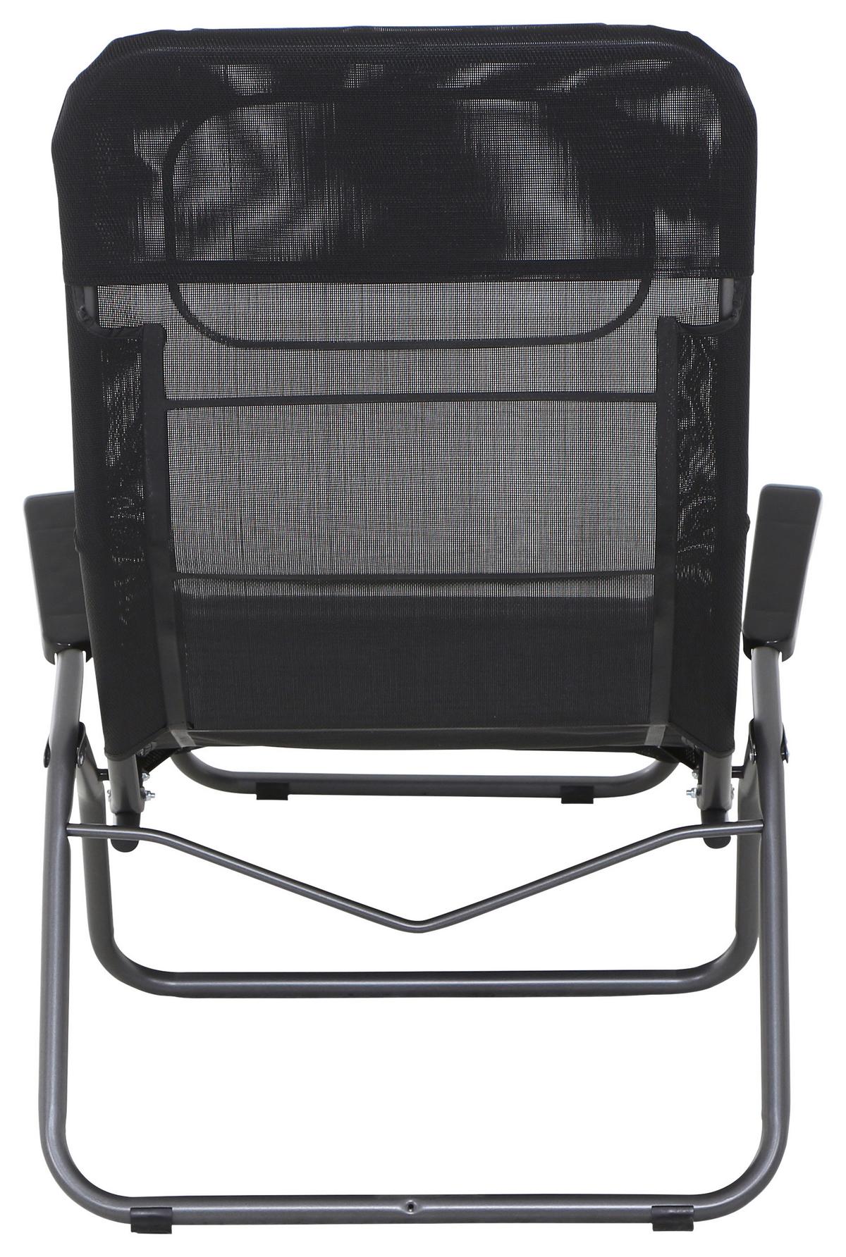 Gartenliege Anco Schwarz Stahl - Anthrazit/Schwarz, MODERN, Textil/Metall (72,5/103,5/144cm) - Siena Garden