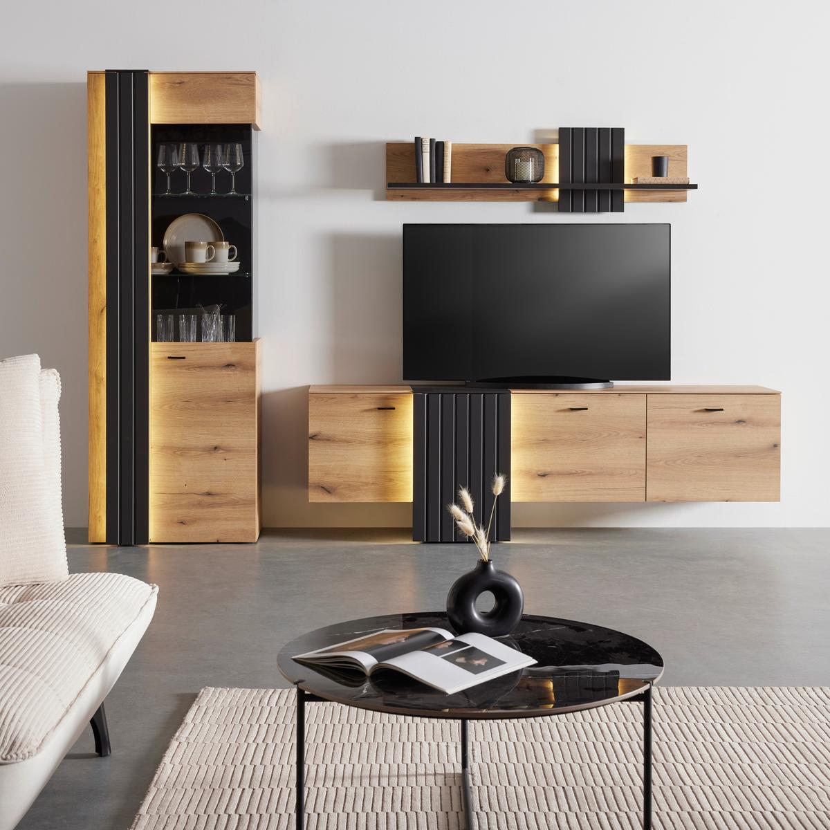 TV-Element in Eiche/Grau - Modern, Holzwerkstoff/Kunststoff (207,8/66/44,8cm) - Mömax