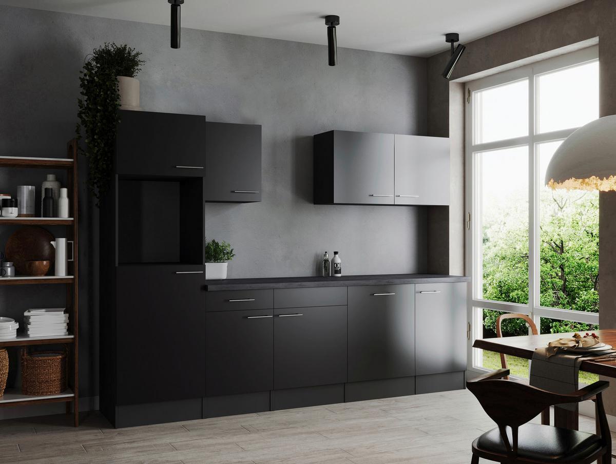 Kuhinjski Blok Brez Aparatov Oliver, 280cm - srebrne barve/črna, Design, kovina/leseni material (280cm) - Respekta