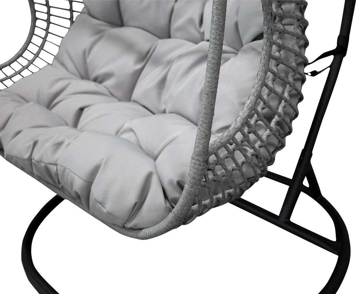 HÄNGESESSEL VIGA - Hellgrau/Schwarz, KONVENTIONELL, Kunststoff/Metall (133/196/105cm) - Gardenson