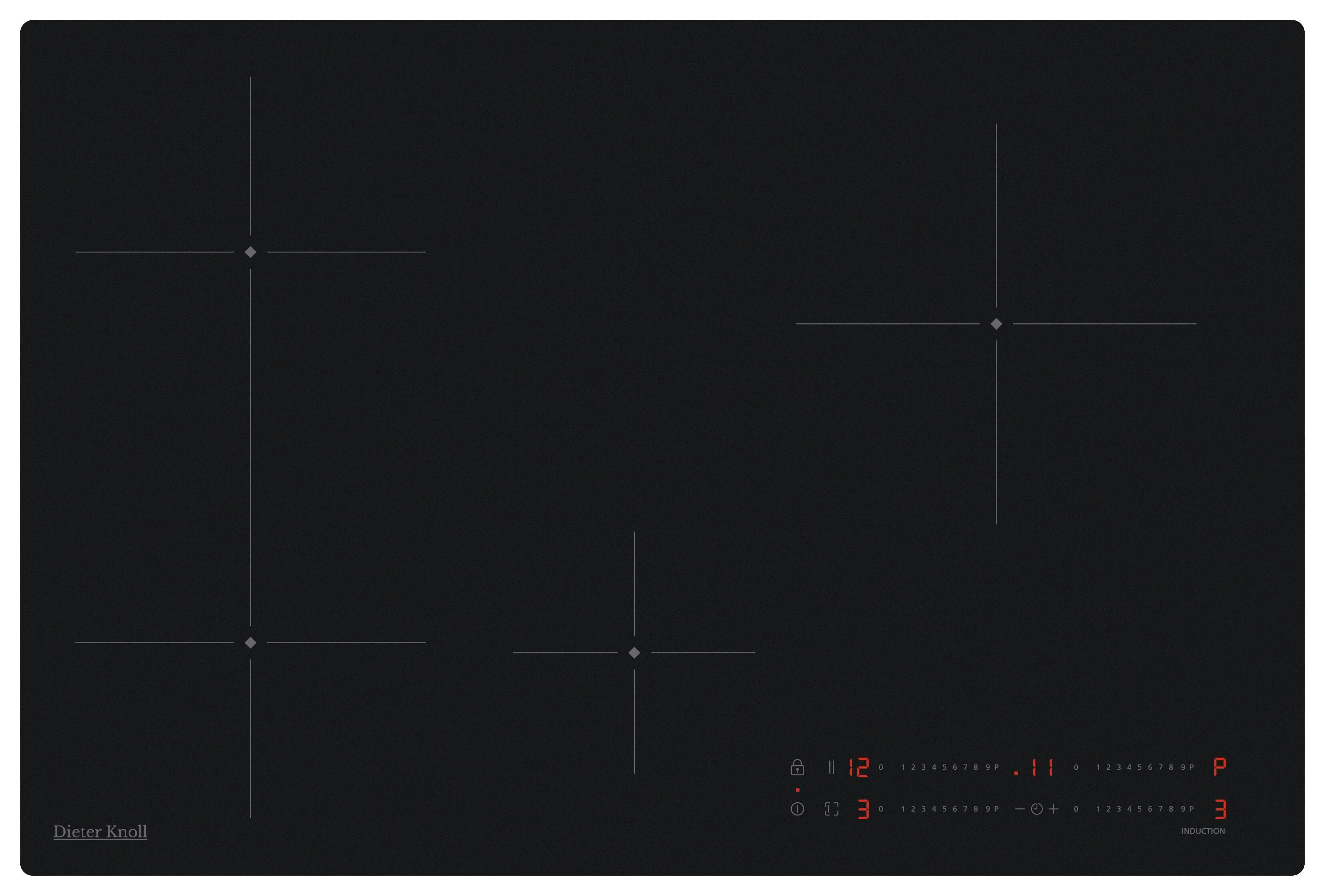 Induktionskochfeld DKEI8470IM Schwarz - Schwarz, Basics, Glas/Metall (77,7/4,9/51cm) - Dieter Knoll