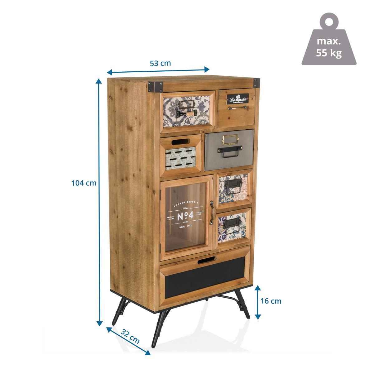 Sideboard Continento Braun/Grau - Multicolor/Schwarz, MODERN, Holz/Metall (53/104/32cm) - MID.YOU