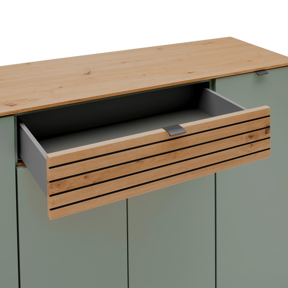 Sideboard Bahia-M Grün/Eiche Artisan - Schwarz/Eiche Artisan, MODERN, Holzwerkstoff (150/101/41cm) - Mömax