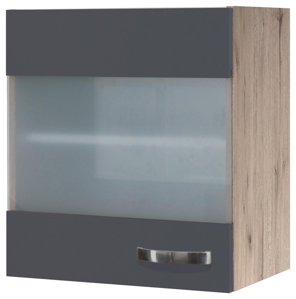 Kuhinjska Zgornja Omarica Shadow, Siva, Barva Hrasta - barve nerjavečega jekla/temno siva, Moderno, kovina/leseni material (50/54/32cm)