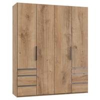 Drehtürenschrank mit Laden B: 200 cm Level, Eiche Dekor - Chromfarben/Eichefarben, MODERN, Holzwerkstoff (200/236/58cm) - MID.YOU