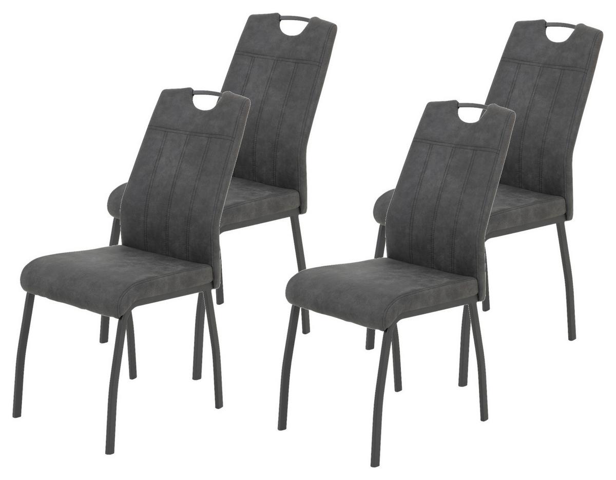 Stuhl-Set Elif Anthrazit - Anthrazit/Grau, MODERN, Textil/Metall (44/96/64cm) - MID.YOU