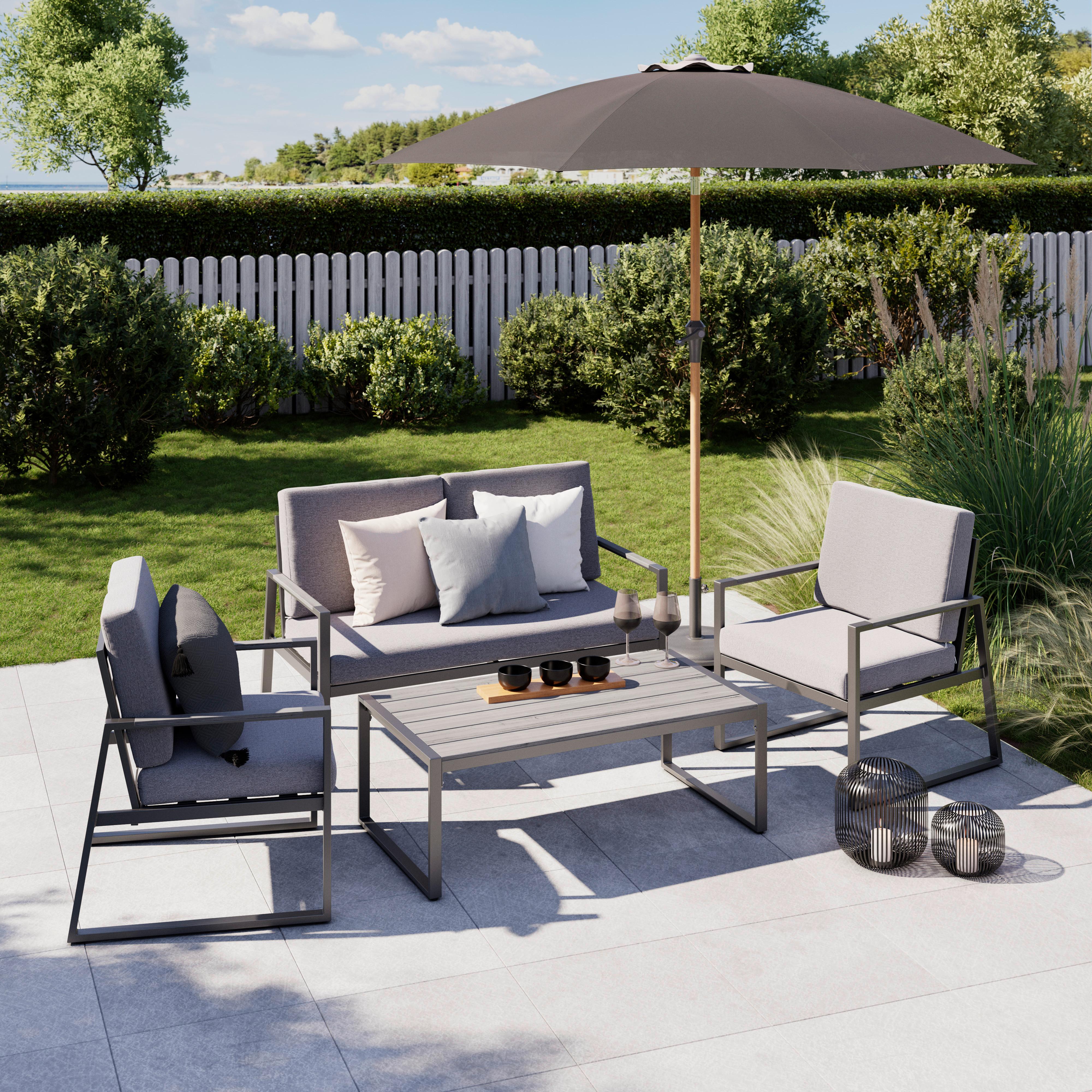 Loungegarnitur Rafael 1 Anthrazit/Grau - Anthrazit/Grau, MODERN, Kunststoff/Textil (128/81/72cm) - Mömax