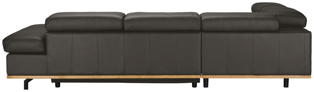 Wohnlandschaft Carmen Graublau - Graublau/Schwarz, MODERN, Leder/Holz (292/72/226cm) - Premium Living