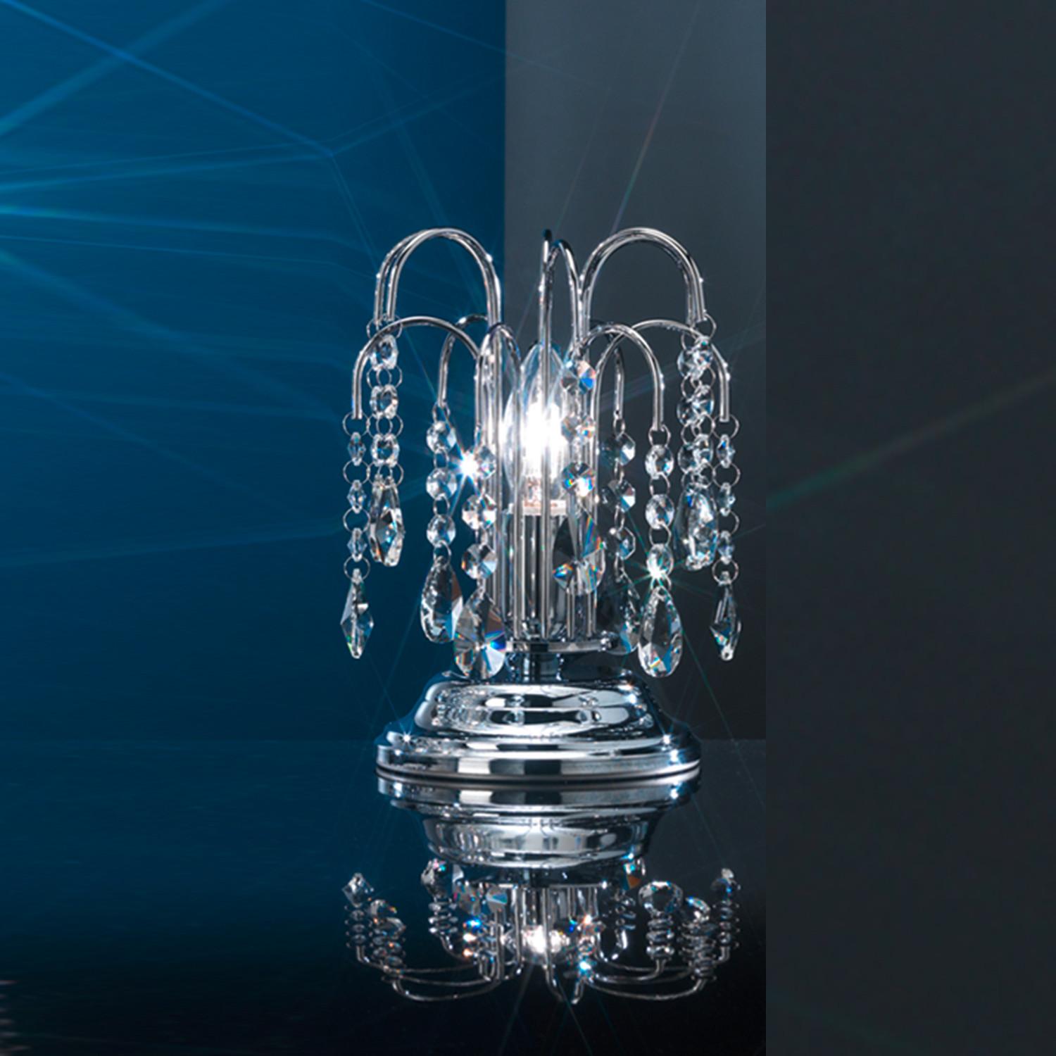 Kristall-Tischleuchte Pioggia Chromfarben max. 6 Watt - Chromfarben, KONVENTIONELL, Glas/Metall (16/23cm)