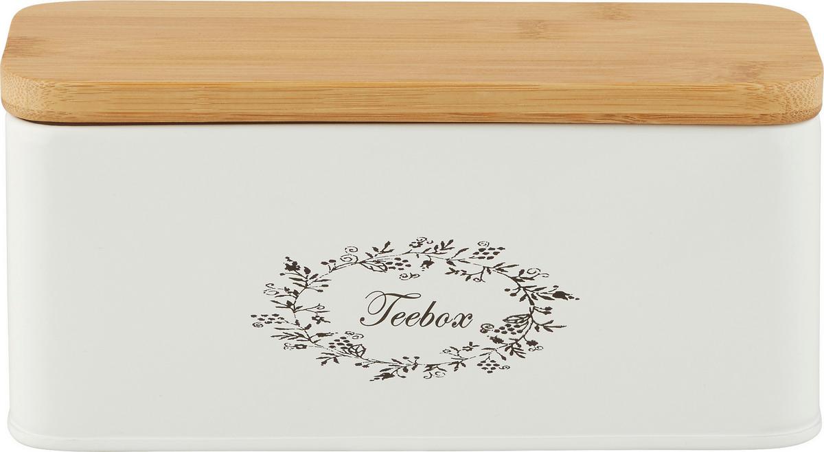 Teebox Lore in Weiß - Weiß, ROMANTIK / LANDHAUS, Holz/Metall (20/8,5/8,5cm) - Zandiara