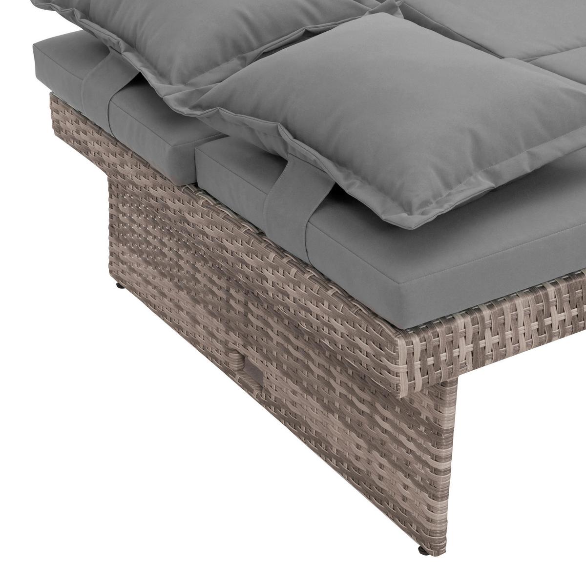 Loungegarnitur 2-teilig Bahia Tobago Holz/Metall mit Kissen - Grau, Basics, Holz/Textil (117/93/74cm) - Gardenson