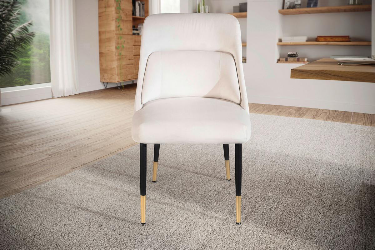 STUHL WL6.998 - Beige/Goldfarben, Design, Textil/Metall (49/85/56cm) - Livetastic