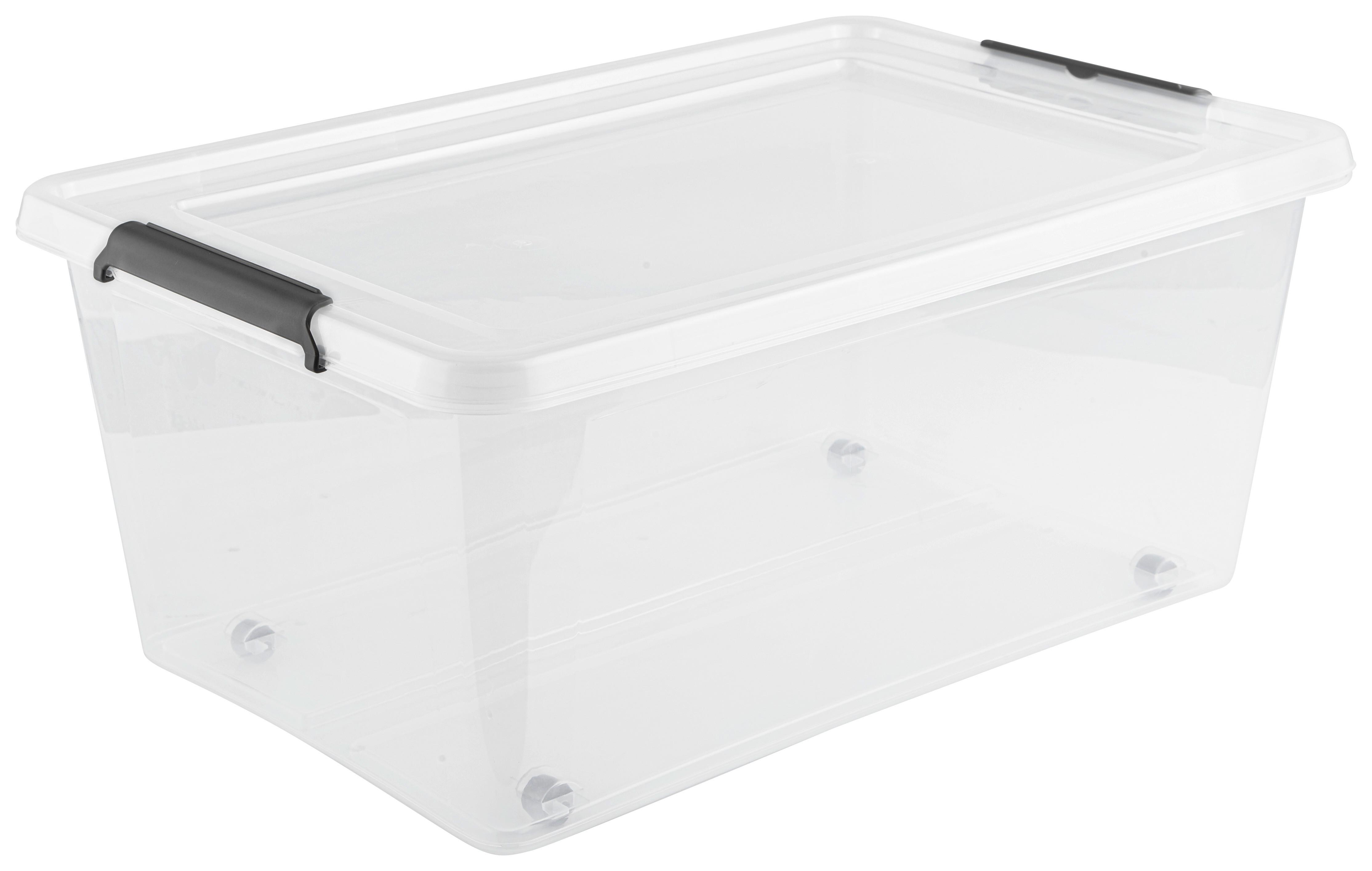Box mit Deckel Bruno in Schwarz/Transparent ca. 40l - Transparent/Schwarz, KONVENTIONELL, Kunststoff (58/39/26cm) - Based