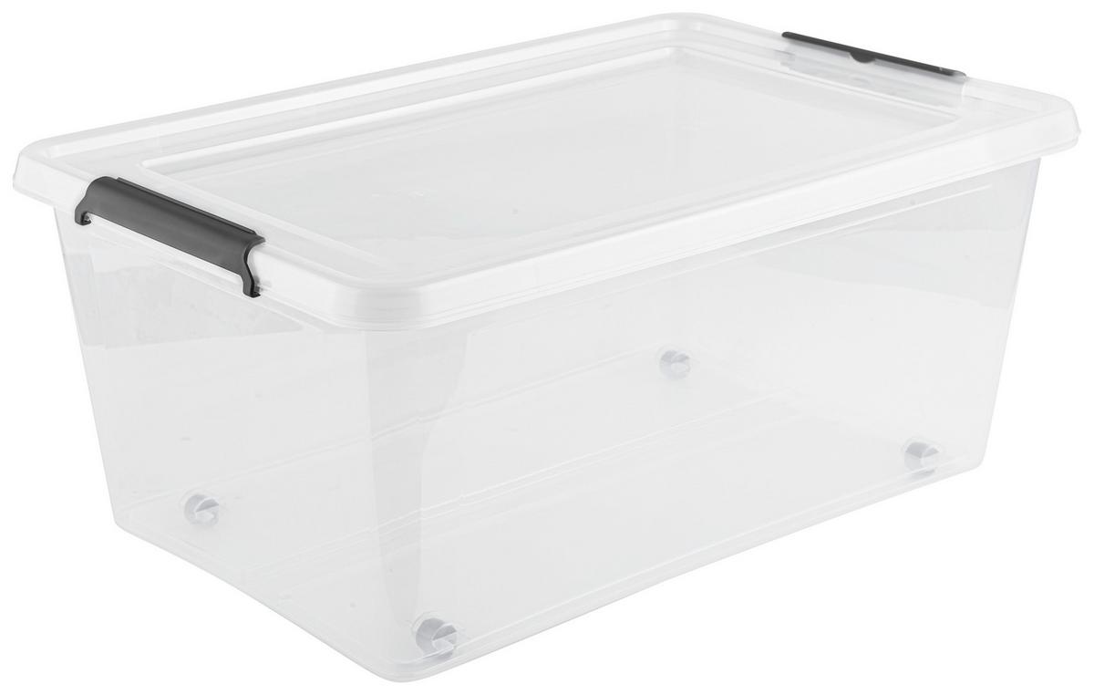 Box mit Deckel Bruno in Schwarz/Transparent ca. 40l - Transparent/Schwarz, Konventionell, Kunststoff (58/39/26cm) - Based