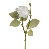 Dekozweig Vintagerose II Weiß - Weiß/Grün, KONVENTIONELL, Kunststoff (45cm) - Modern Living