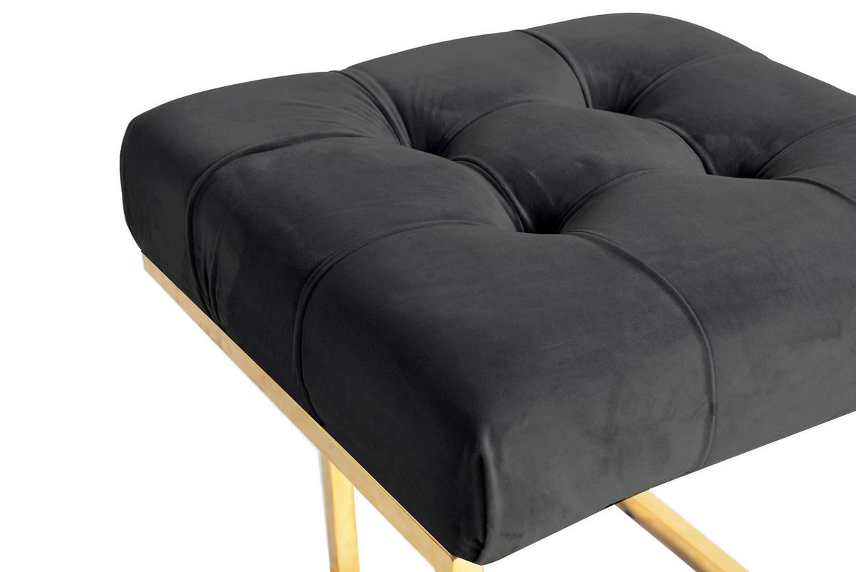 Hocker Parity Schwarz Samt - Goldfarben, Design, Kunststoff/Metall (48/48/48cm) - Kayoom