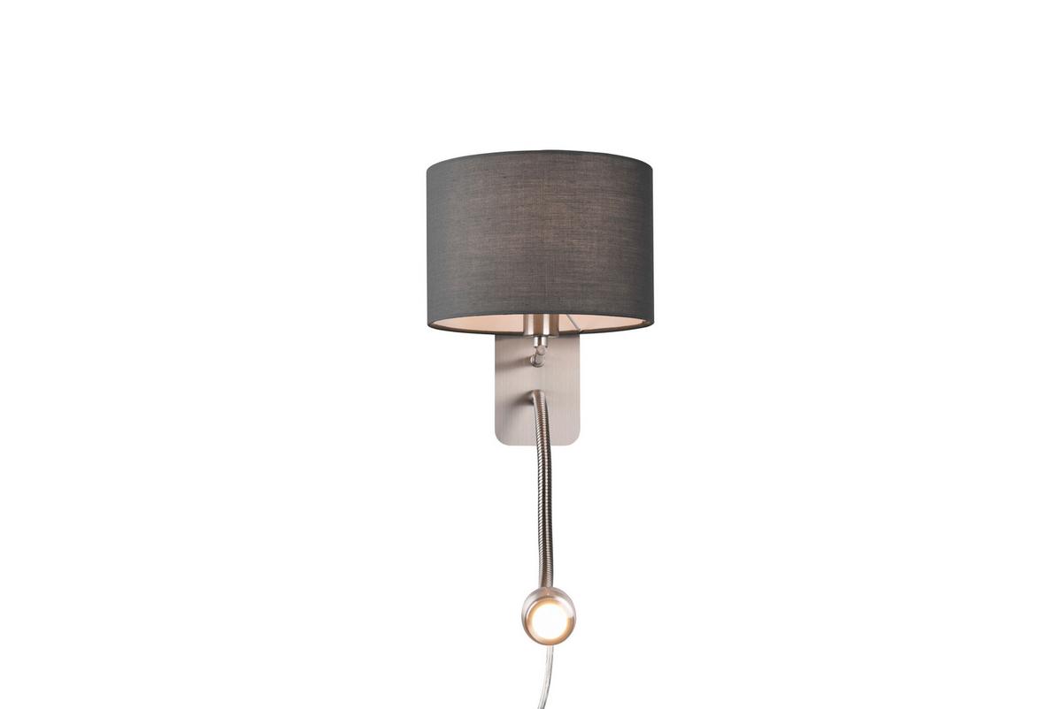 Wandleuchte Hotel in Grau/Nickel max. 3,1 Watt - Grau/Nickelfarben, Design, Textil/Metall (20/23cm) - Trio Leuchten