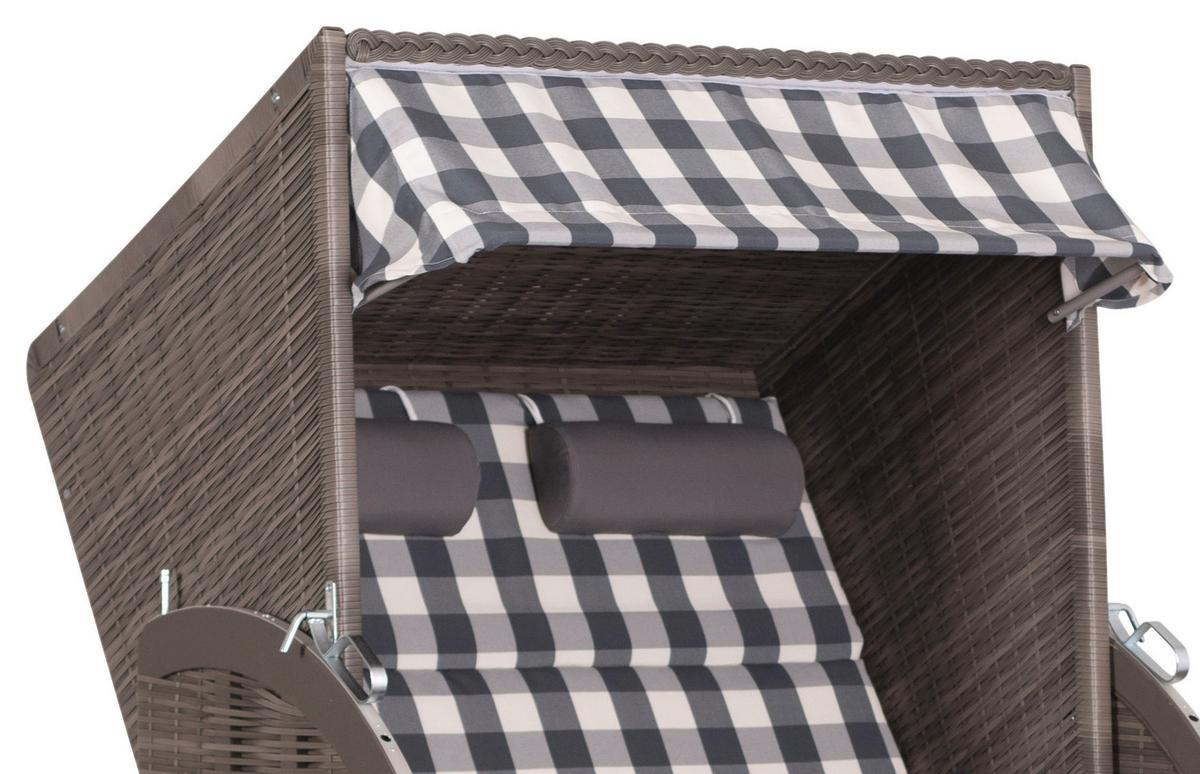 Strandkorb ca. 120x160x80 cm Grau/Karo - Basics, Holz (120/160/80cm) - Gardenson