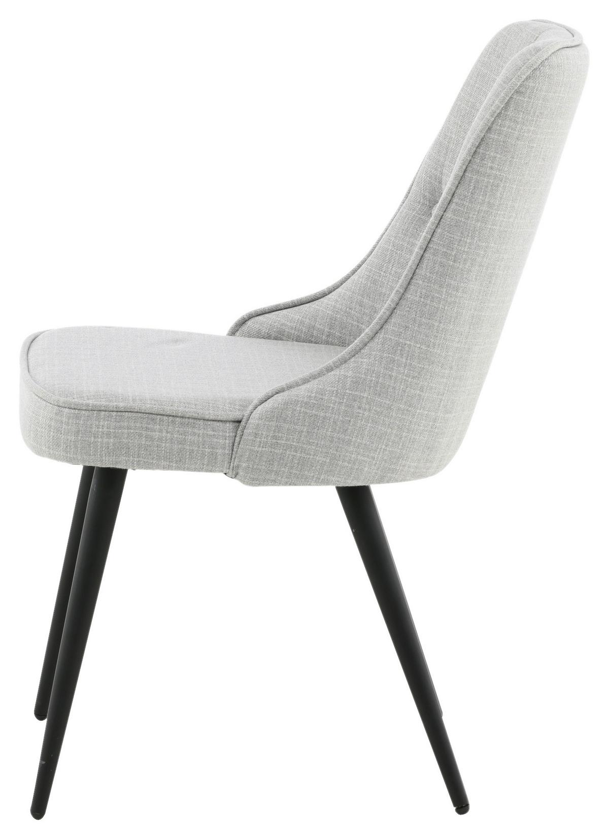 STUHL-SET VELVET DELUXE - Hellgrau/Schwarz, Design, Kunststoff/Textil (50/88,5/66cm) - Livetastic