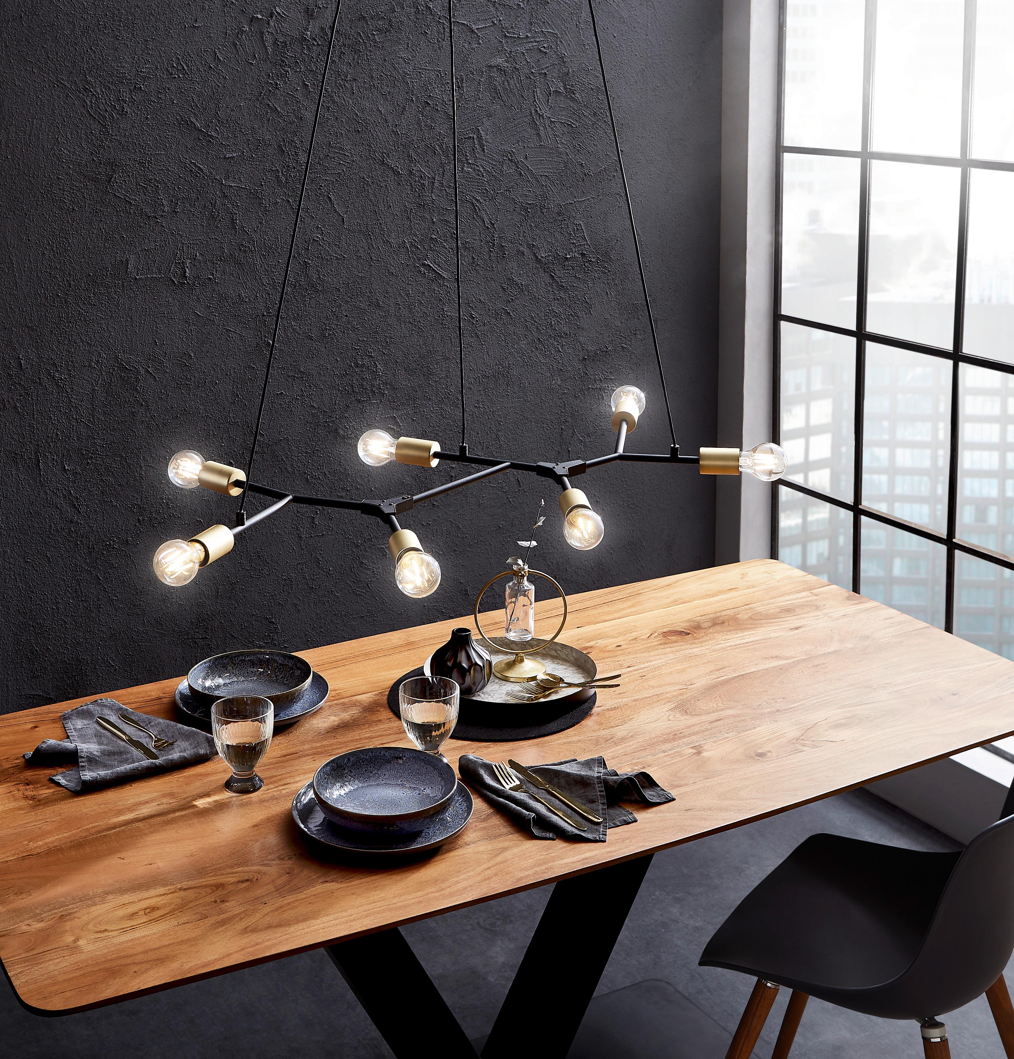 Hängeleuchte Pendel Cross in Schwarz/Bronze max. 28 Watt - Schwarz/Bronzefarben, LIFESTYLE, Metall (91/45/150cm) - Trio Leuchten