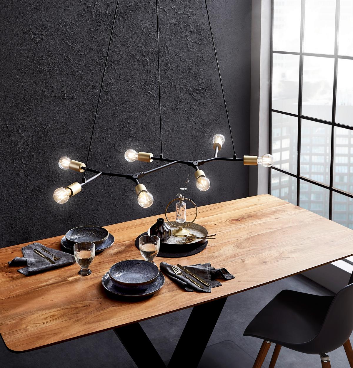 Hängeleuchte Pendel Cross in Schwarz/Bronze max. 28 Watt - Schwarz/Bronzefarben, LIFESTYLE, Metall (91/45/150cm) - Trio Leuchten