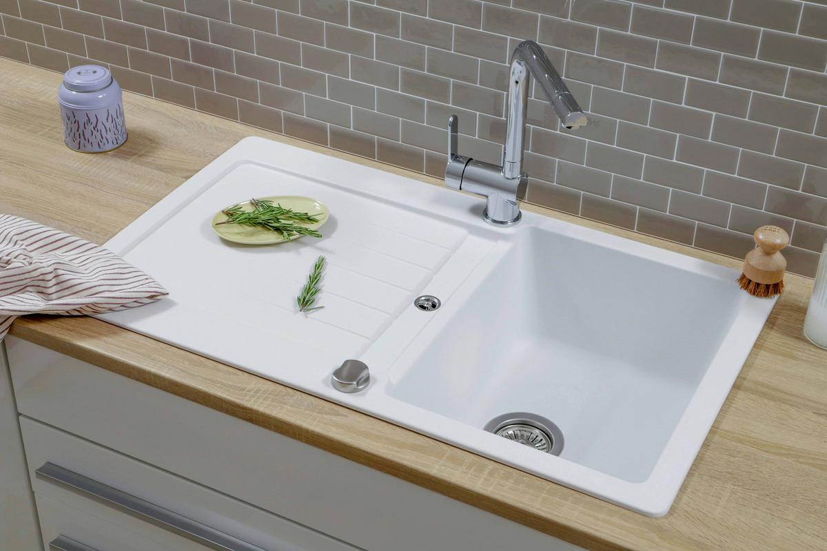 Pomivalno Korito Austin, 86x50cm - bela, Design, kamen (86/21/50cm) - Respekta