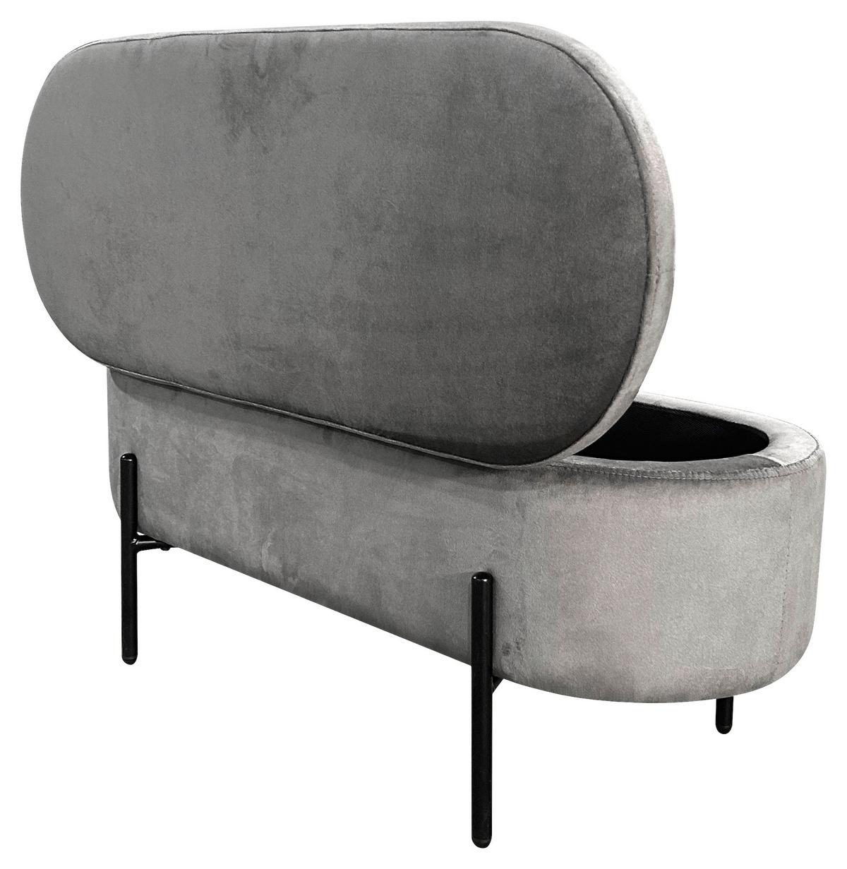 Sitzbank Nova Grau Samt - Schwarz/Grau, Design, Textil/Metall (95/42/37,5cm) - MID.YOU