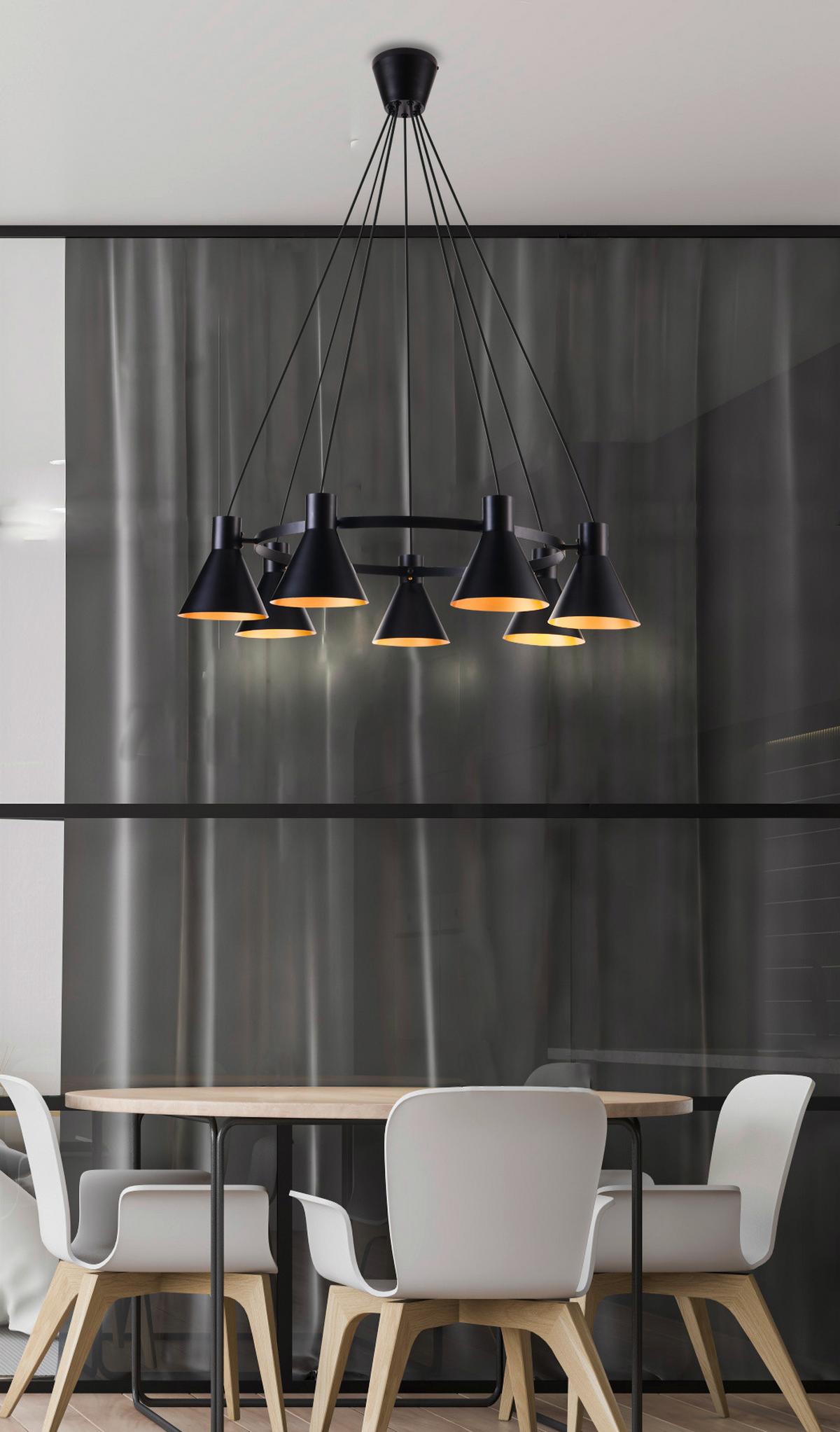 Viseća Svjetiljka More - zlatne boje/crna, Design, metal (78/78/100cm)