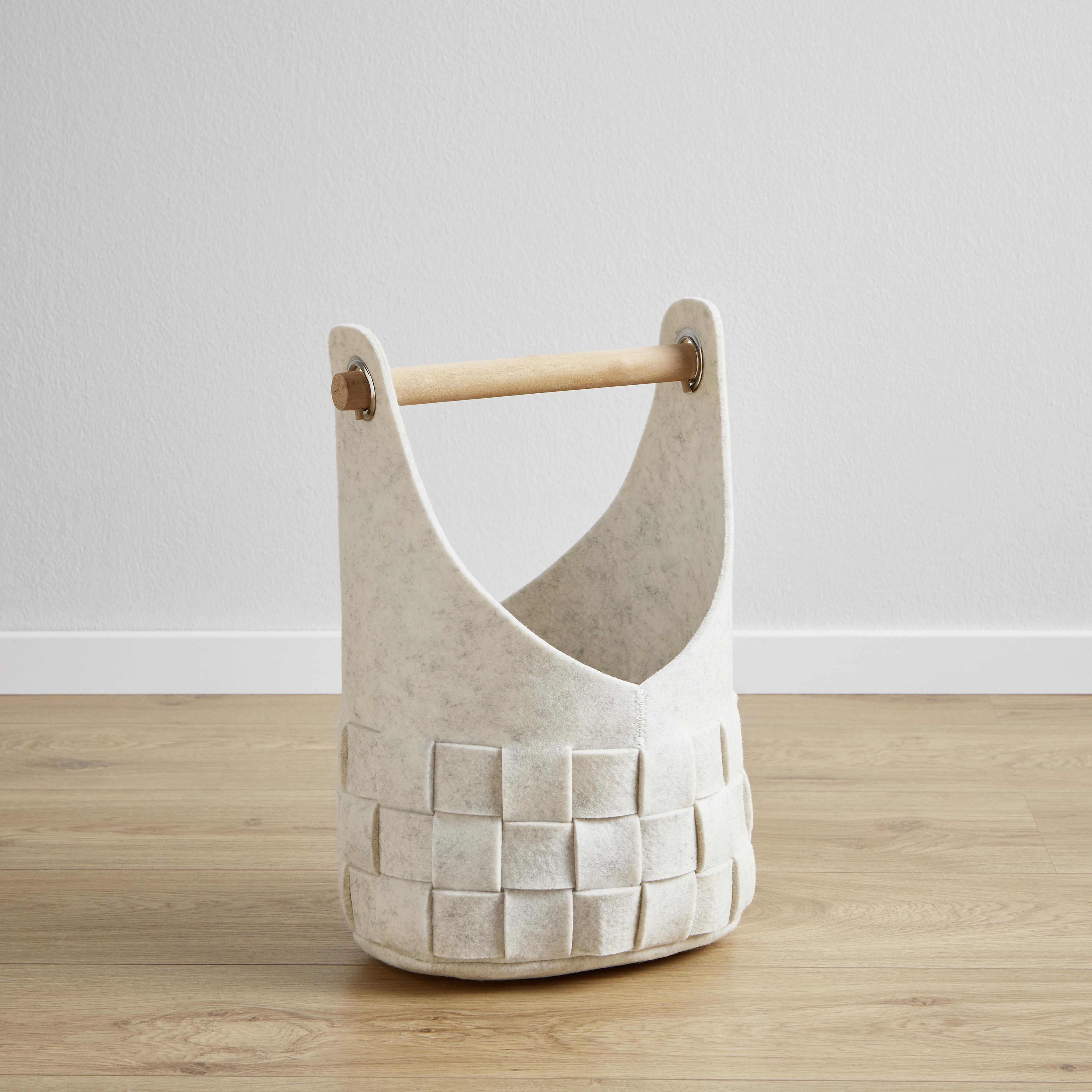 Korb Cui in Beige Höhe ca. 39 cm - Beige, MODERN, Textil (25/18/39cm) - Bessagi Home