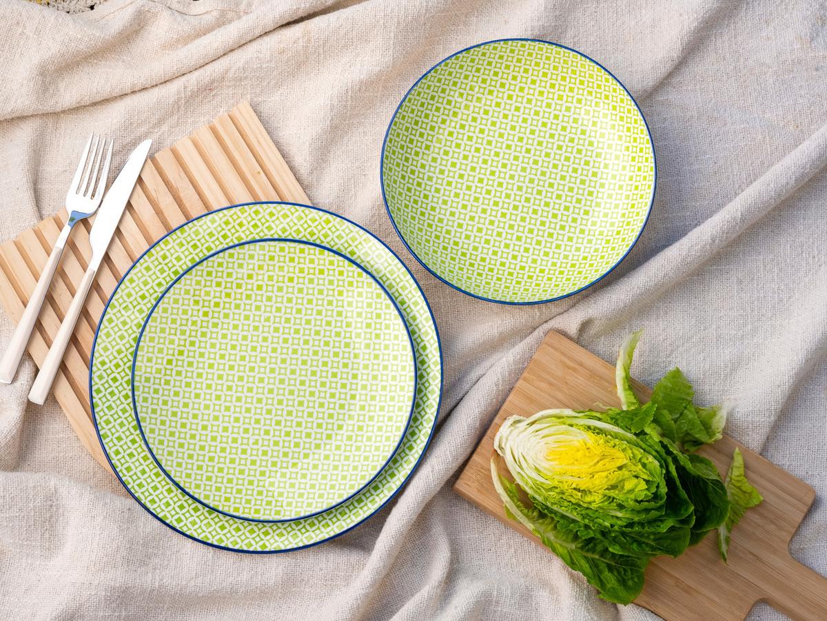 Tafelservice 24892 Mediterran Grün - Weiss/Hellgrün, Basics, Keramik - Creatable