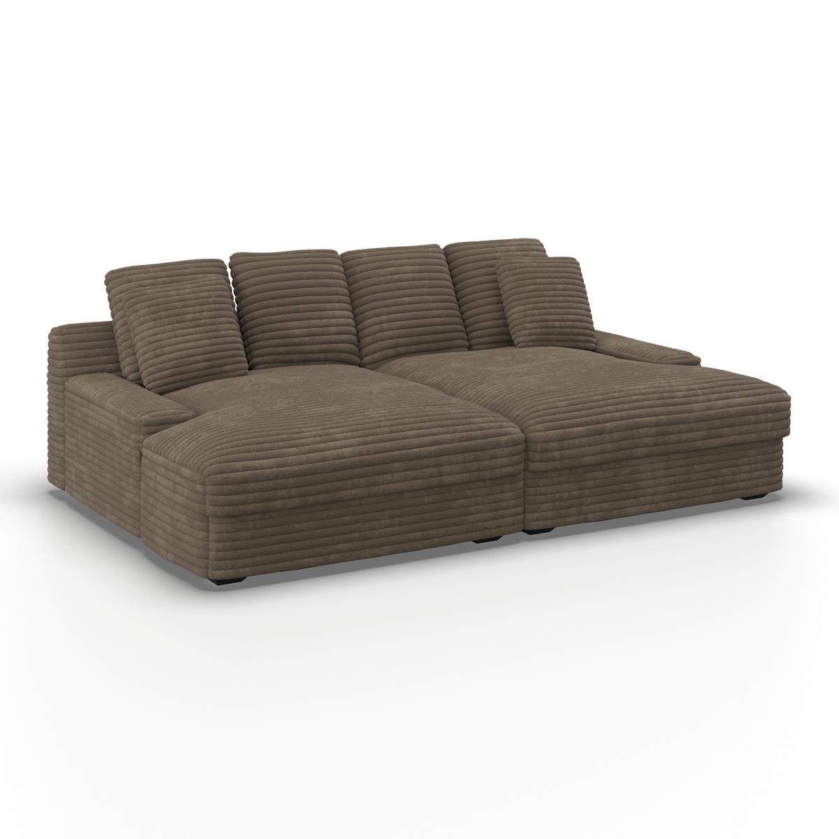 Big Sofa Loveseat Eleonora Cord Braun - Schwarz/Braun, MODERN, Holz/Kunststoff (250/97/168cm) - Bessagi Home