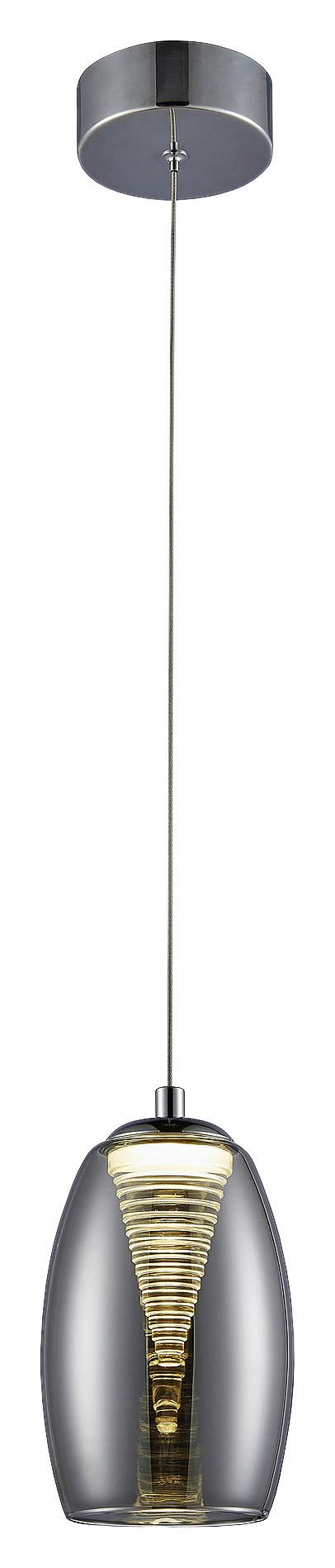 LED-Hängeleuchte Metropolis in Grau/Chromfarben max.5 Watt - Chromfarben/Grau, Design, Glas/Metall (11,5/128cm) - Brilliant