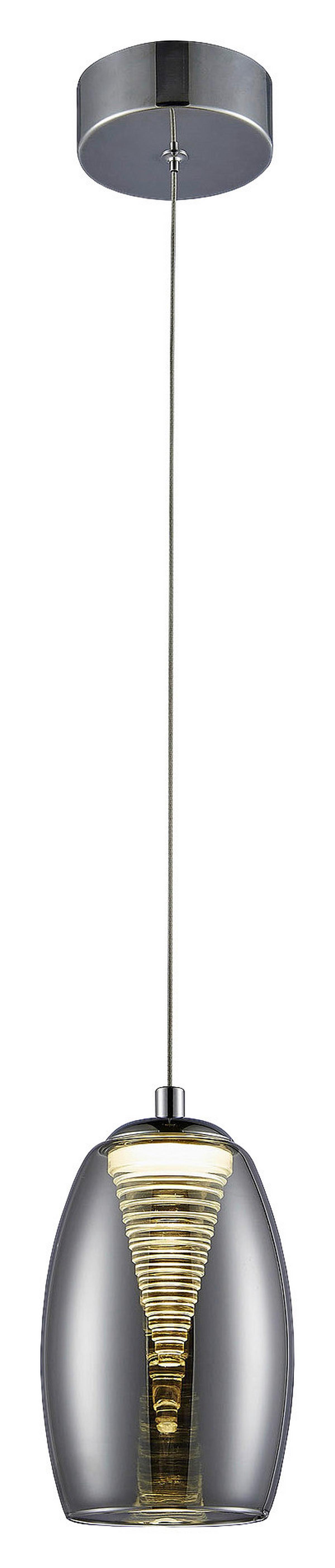 LED-Hängeleuchte Metropolis in Grau/Chromfarben max.5 Watt - Chromfarben/Grau, Design, Glas/Metall (11,5/128cm) - Brilliant