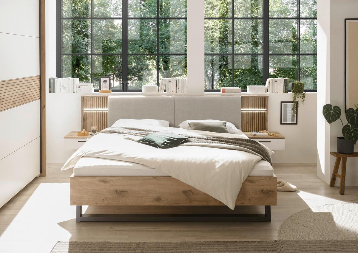 Posteljna Garnitura Daria, Bela, Barva Hrasta, 180x200cm - barve hrasta/bela, Moderno (180/200cm) - P & B