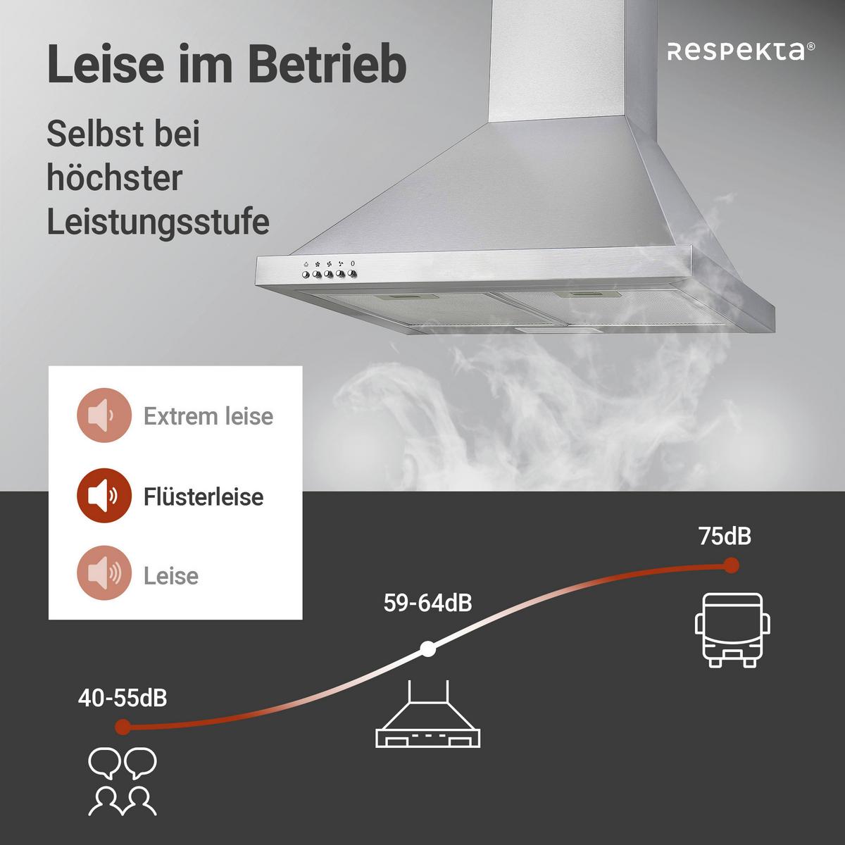 Dunstabzugshaube Dalia Edelstahl B: ca. 60 cm - Edelstahlfarben, Trend, Metall (60/70-108/50cm) - Respekta