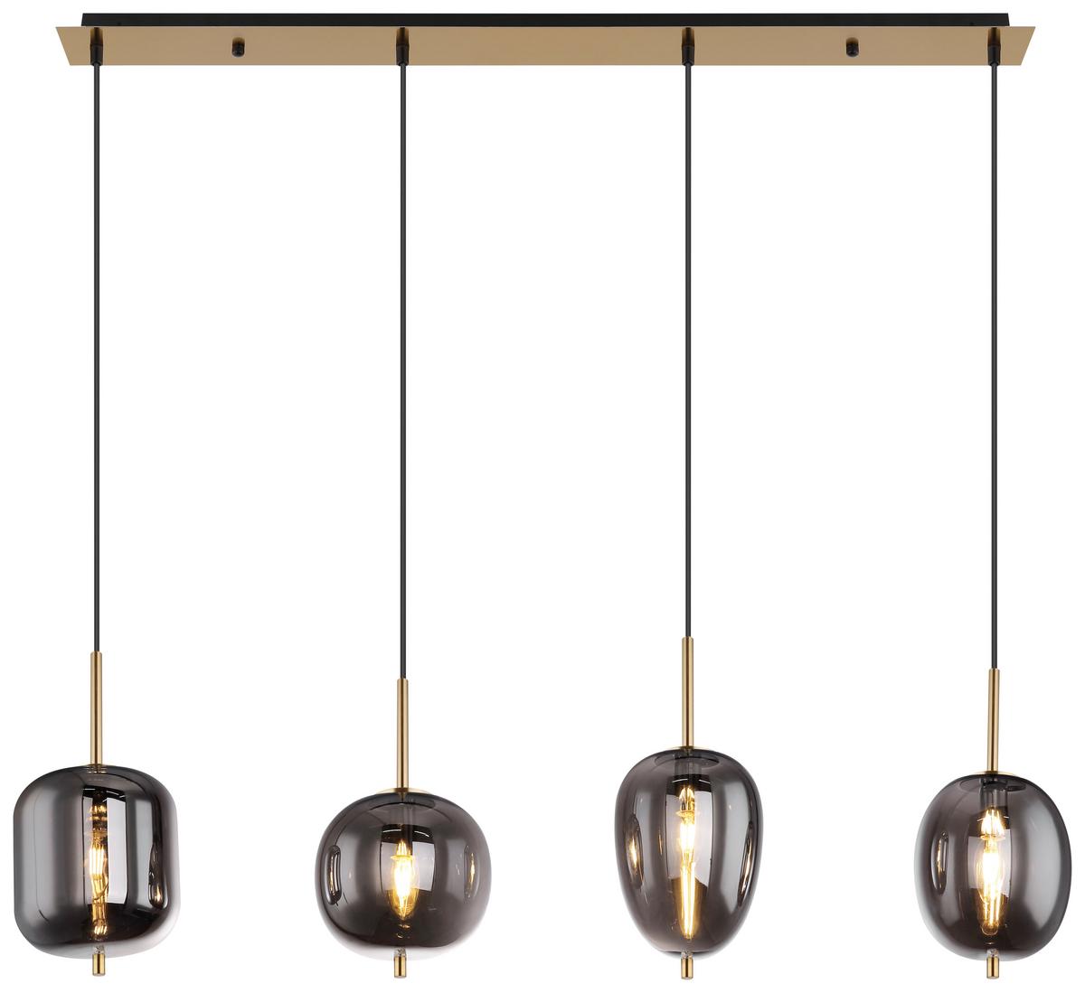 HÄNGELEUCHTE BLACKY I - Messingfarben, Design, Glas/Metall (110/18,5/120cm) - Globo