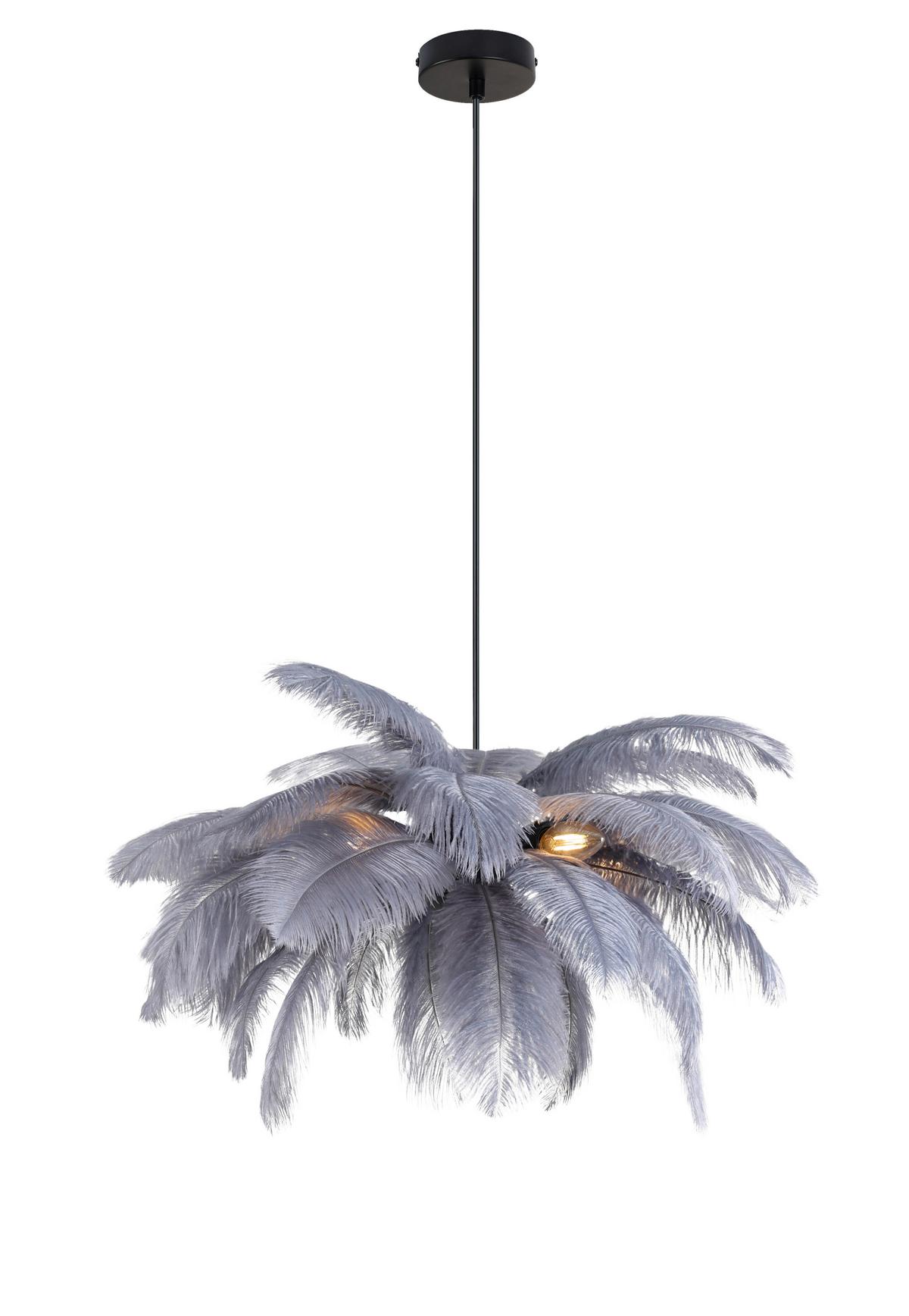 Hängeleuchte Fedi Grau/Schwarz max. 3 Watt - Schwarz/Grau, MODERN, Textil/Metall (55/120cm)