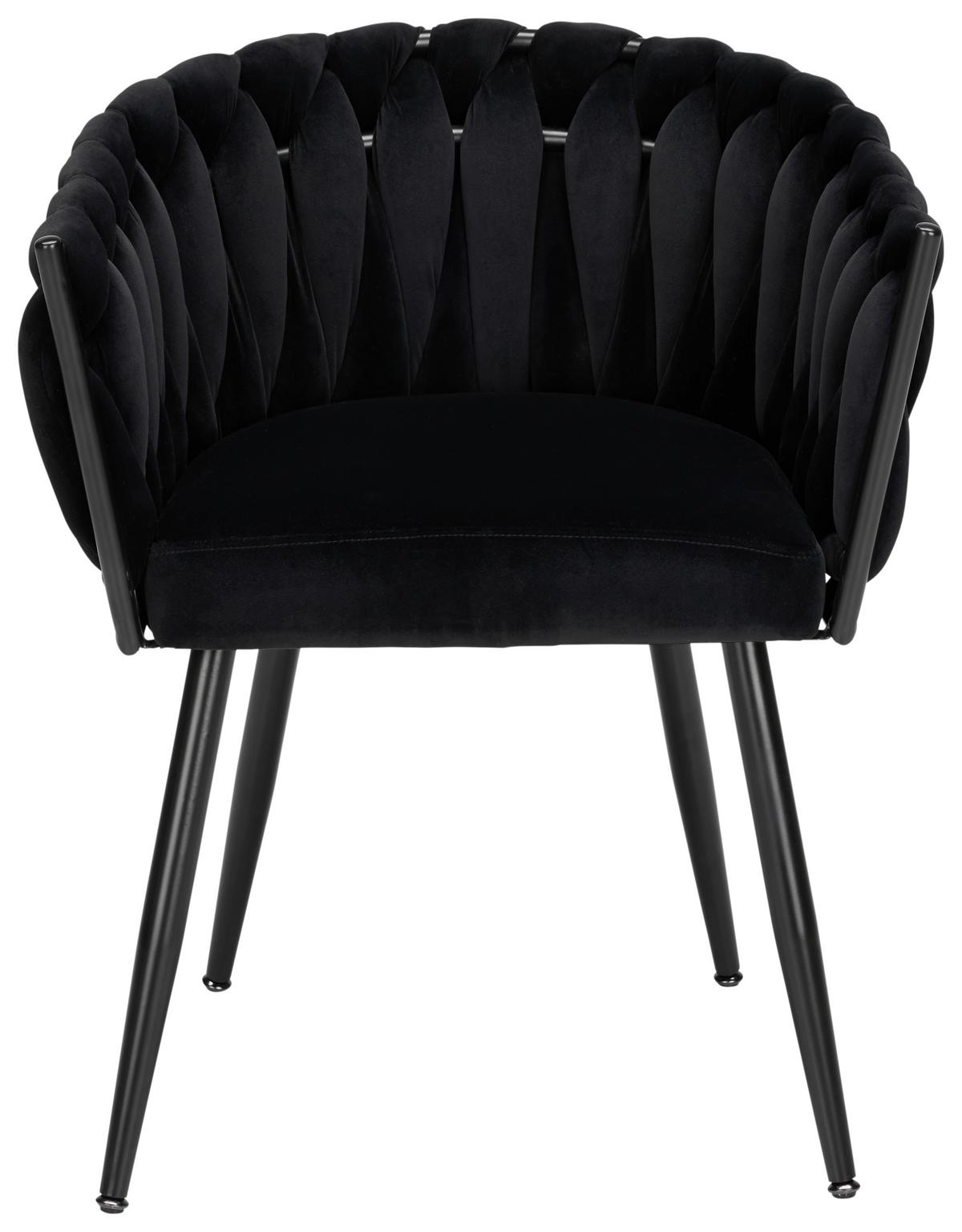 KRZESŁO Z PODŁOKIETNIKAMI WEAVY -TREND- - czarny, Modern, metal/drewno (64/78/55cm) - Premium Living