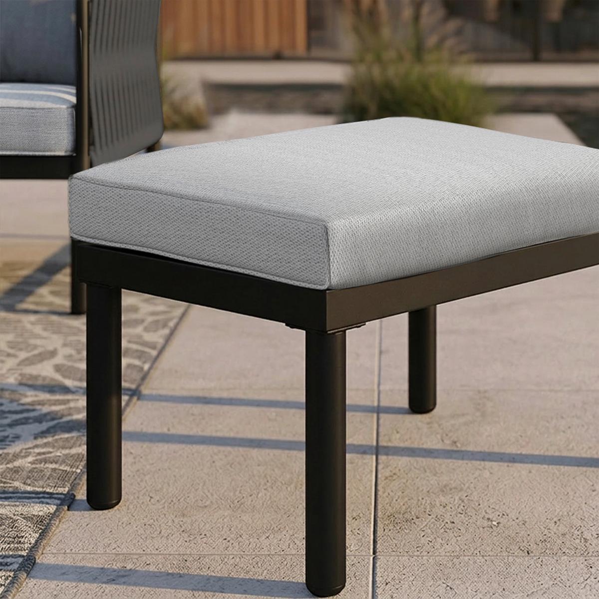 Dining-Loungeset Polly Hellgrau Outdoorstoff/Metall - Dunkelgrau/Hellgrau, MODERN, Kunststoff/Textil - Bessagi Garden