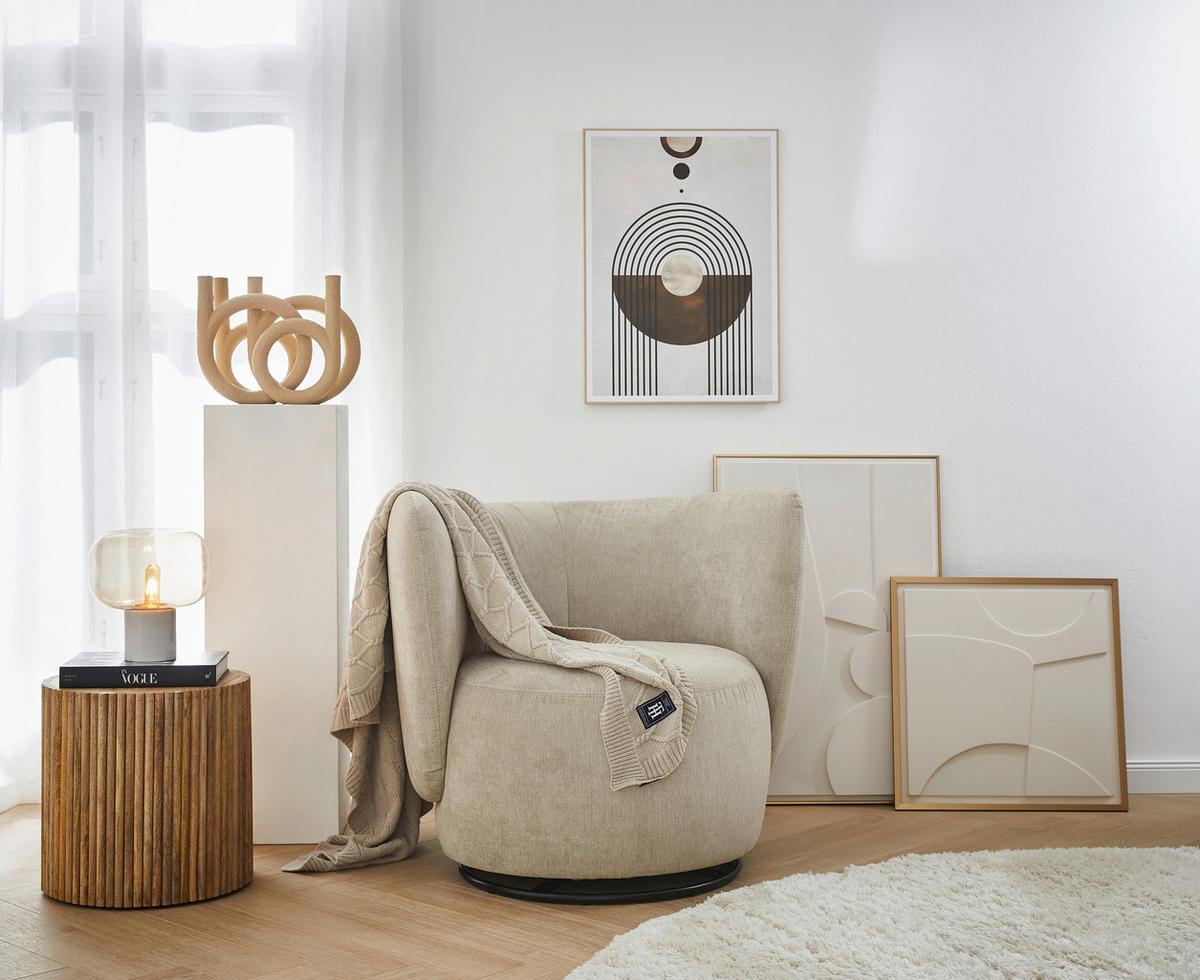 Cocktailsessel Boli Beige - Hellbraun/Beige, Design, Textil/Metall (92/80/84cm) - Livetastic