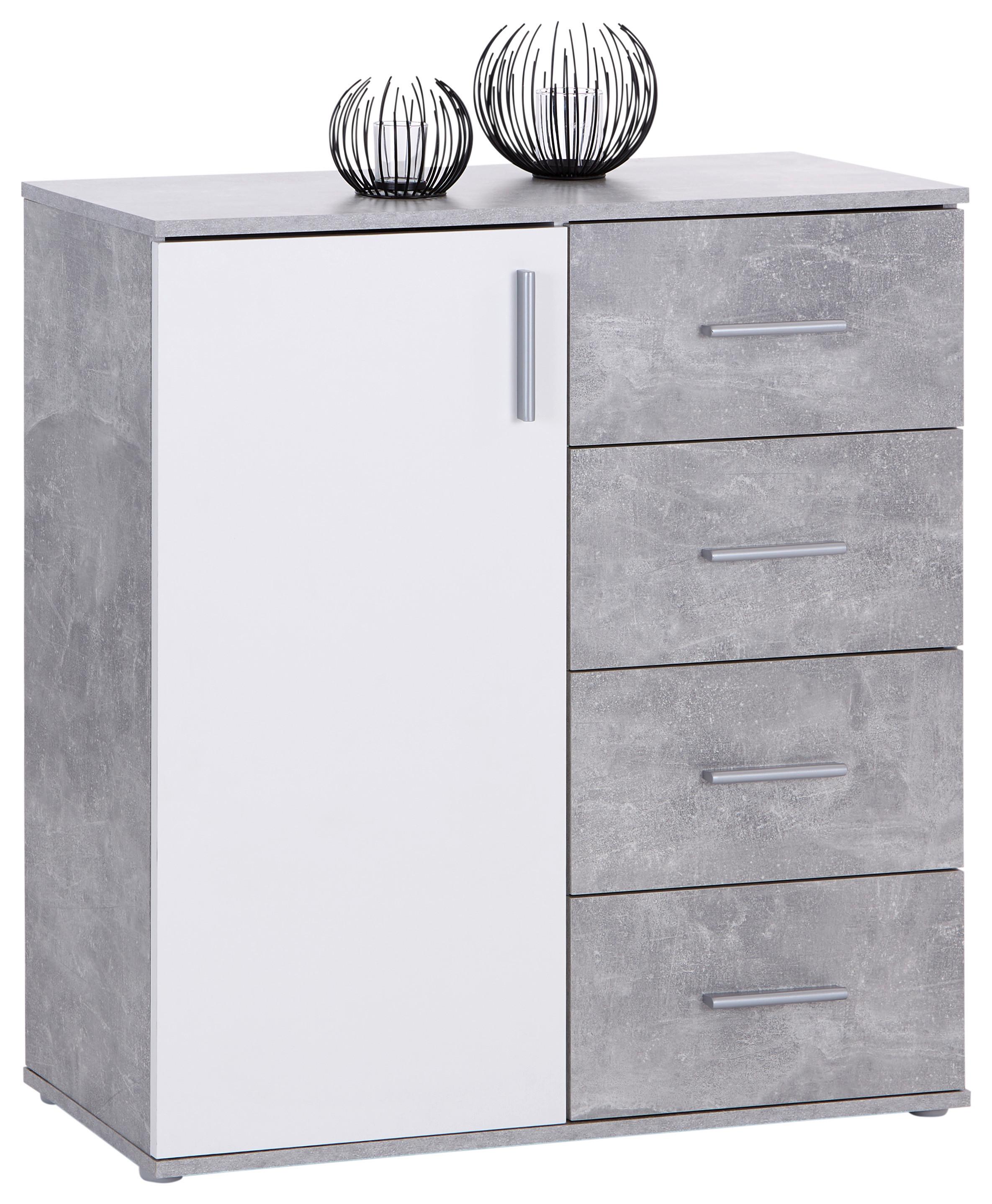 Komoda Ina 02, Siva, Bela - bela/barve aluminija, Moderno, umetna masa/leseni material (88,2/94,8/38,3cm) - Mömax