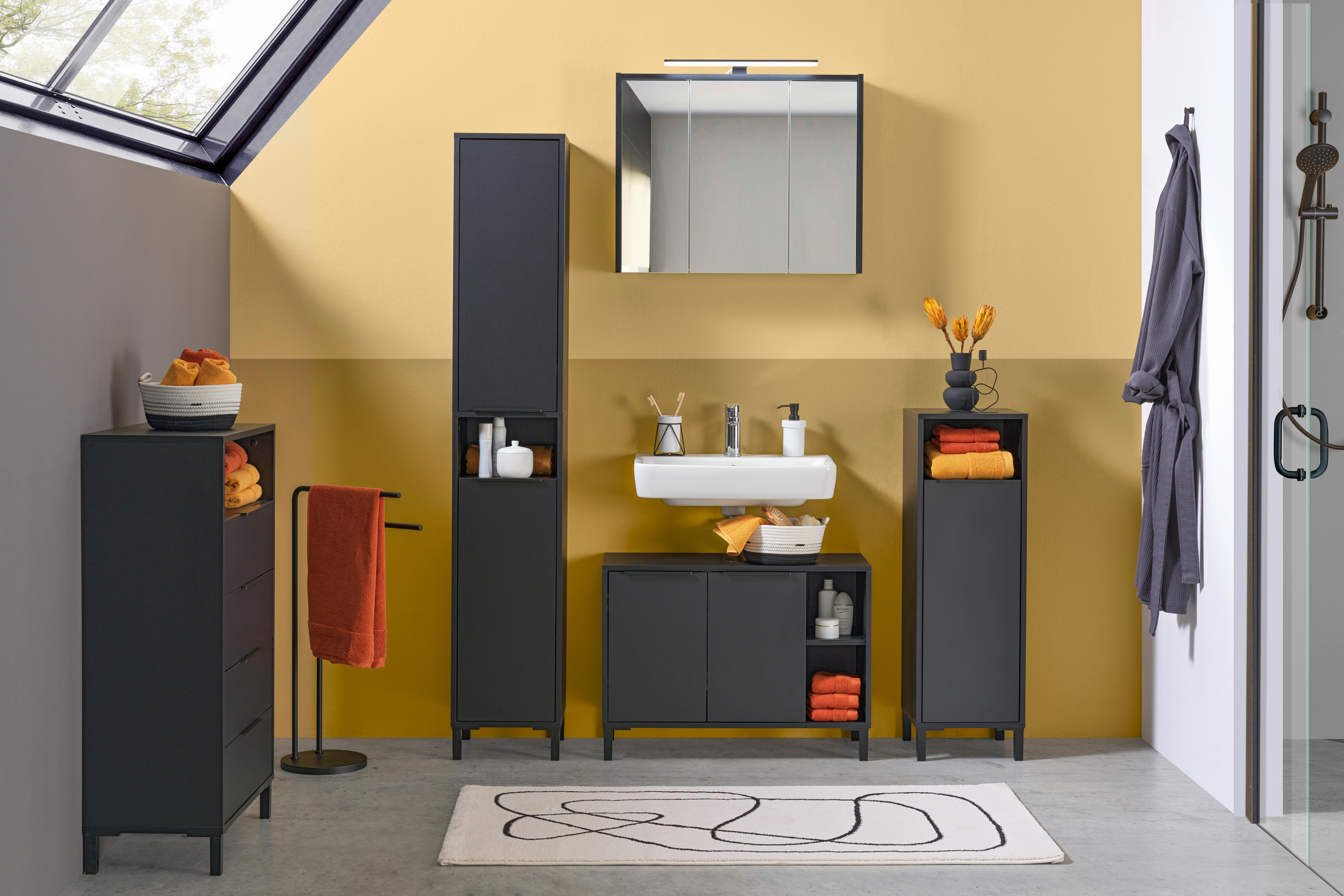 KOMODA WYSOKA INOVA - antracytowy/czarny, Basics, materiał drewnopochodny/tworzywo sztuczne (60/94,4/33cm) - home24