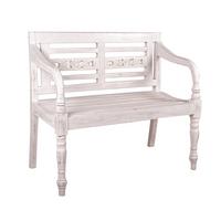 Gartenbank Moyo Weiß-Antik ca. 100x90x52 cm Mahagoni - Basics, Holz (100/90/52cm) - Gardenson
