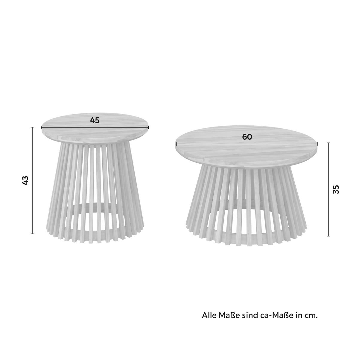 Loungegarnitur Mara Holz Outdoorstoff/Metall - Creme/Teakfarben, MODERN, Holz/Textil (190/62,5/70cm) - Bessagi Garden