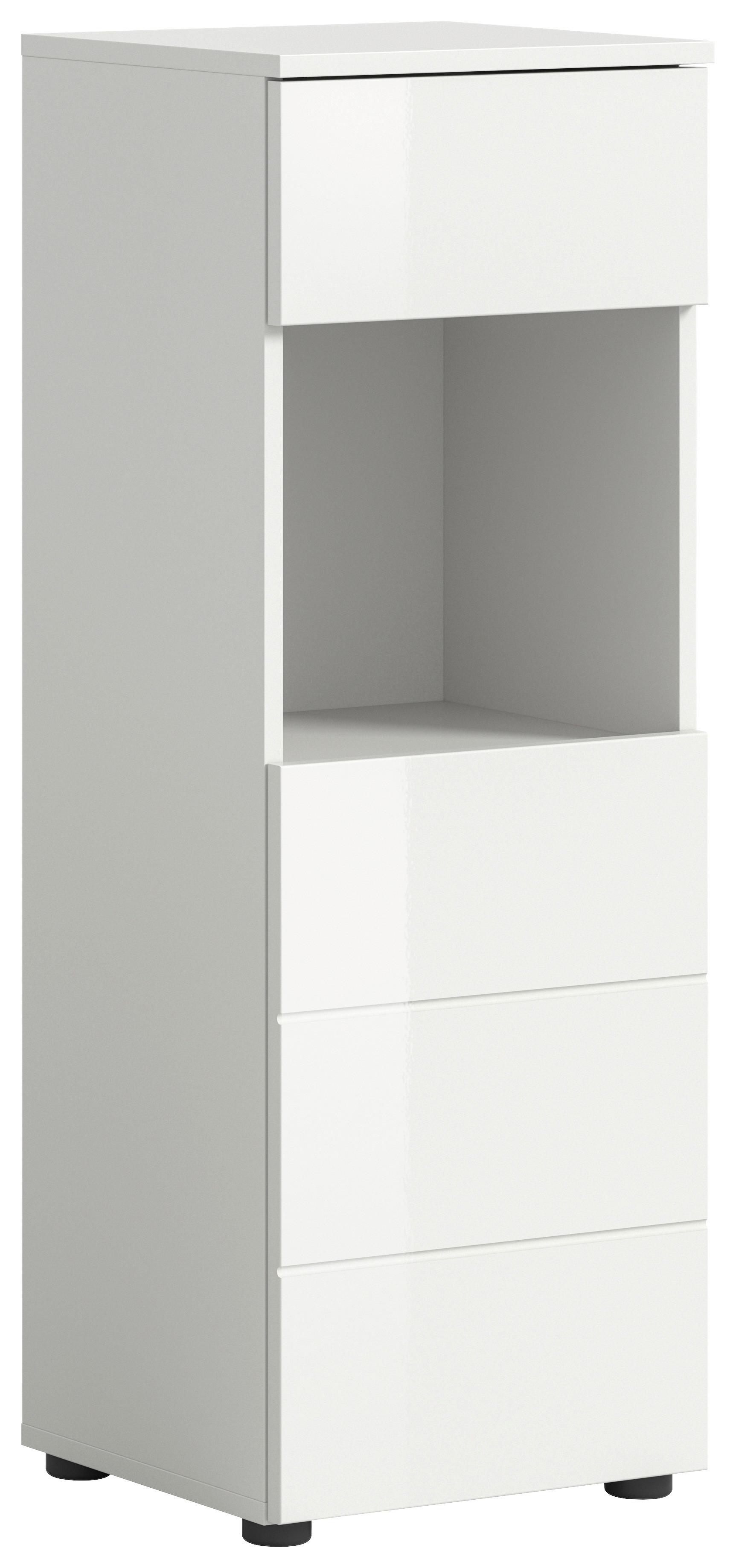 Midischrank Vira ca. 38x106x34 cm Weiß - Weiß Hochglanz/Schwarz, MODERN, Holzwerkstoff (38/106/34cm) - MID.YOU