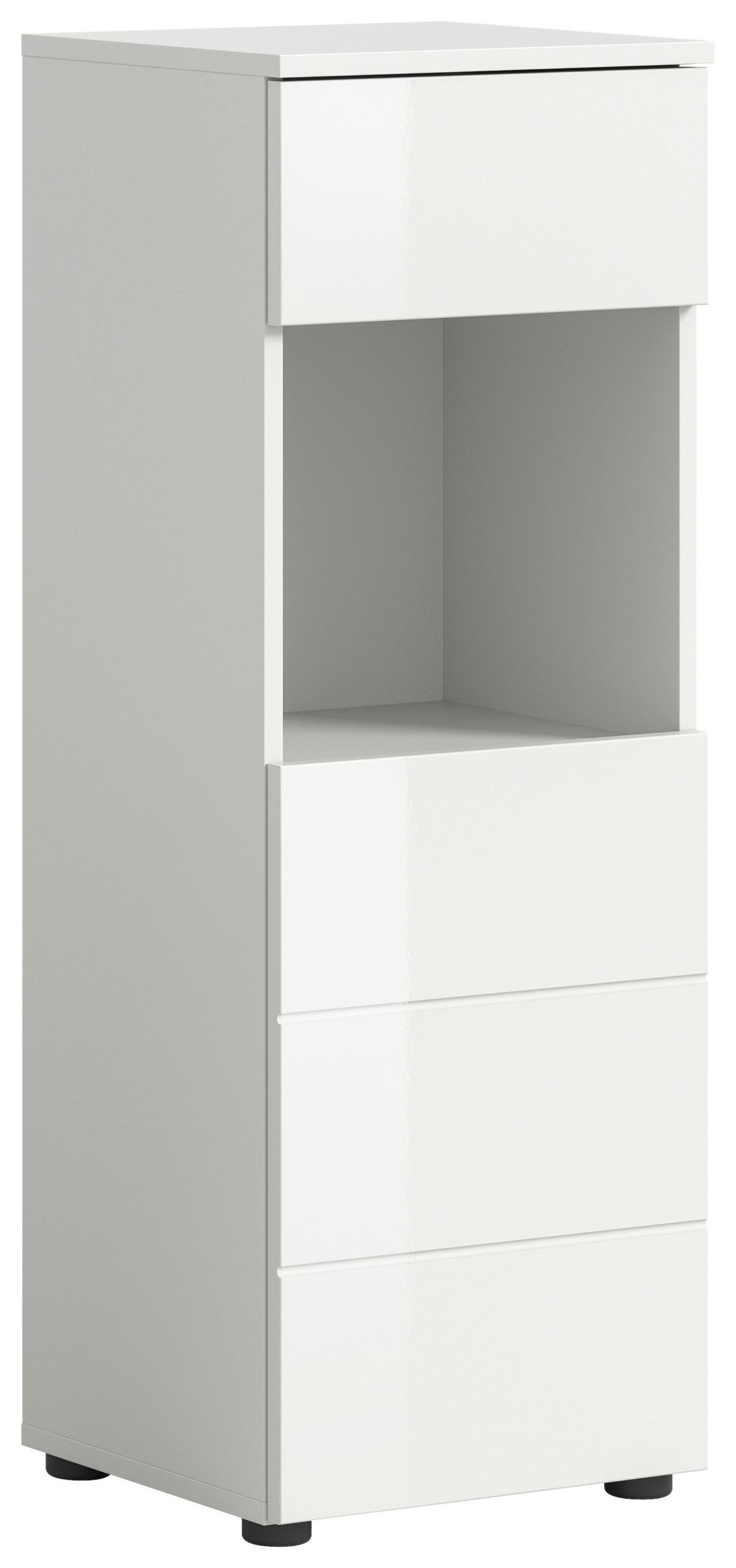 Midischrank Vira ca. 38x106x34 cm Weiß - Weiß Hochglanz/Schwarz, MODERN, Holzwerkstoff (38/106/34cm) - MID.YOU